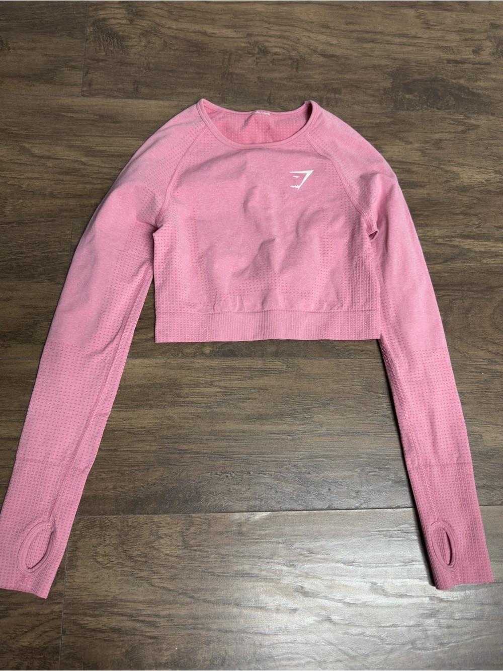 Gymshark Rose Pink Seamless Cropped Long Sleeve Top with Thumbholes